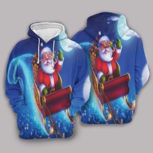 New Santa Blue Best Design 3D Printed Sublimation Hoodie