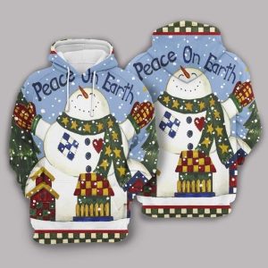 New Snowman White Blue Amazing 3D Printed Sublimation Hoodie