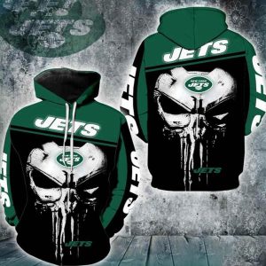 New York Jets Punisher New Skull 3D Hoodie