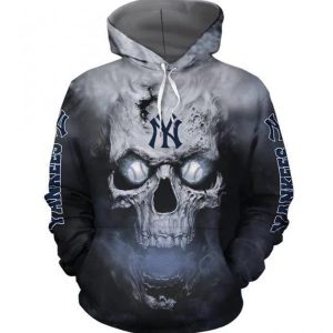New York Yankees Skull Pullover And Zippered Hoodies 3D