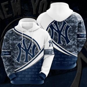 New York Yankees White And Blue Hoodie 3D