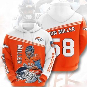 Nfl Denver Broncos 3d Hoodie Miller