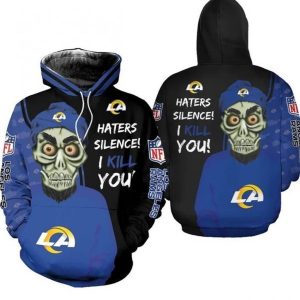 Nfl Los Angeles Rams Skull Haters Silence I Kill You Nfl Gift For Fan 3d Hoodie
