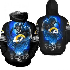 Nfl Los Angeles Rams Skulls Devil Skeleton Nfl Gift For Fan 3d Hoodie