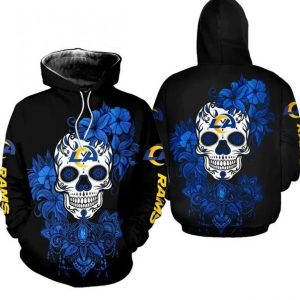 Nfl Los Angeles Rams Sugar Skull Gift 3d Hoodie