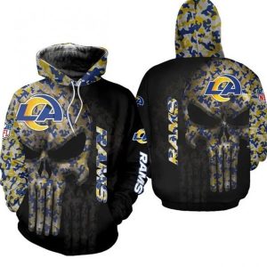 Nfl Los Angeles Rams Team Skull For  Gift For Fan Hoodie 3D