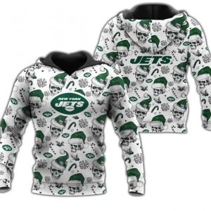 Nfl New York Jets Merry Christmas Skulls Nfl Gift For Fan 3d Hoodie
