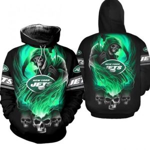 Nfl New York Jets Skulls Devil Skeleton Nfl Gift For Fan 3d Hoodie