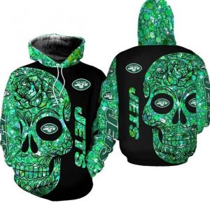 Nfl New York Jets Sugar Skull Gift For Fan Hoodie 3D