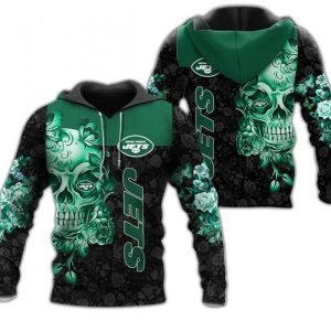 Nfl New York Jets Sugar Skull Nfl Gift For Fan 3d Hoodie