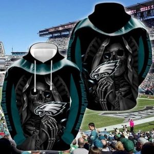 Nfl Philadelphia Eagles Skull Grim Reaper 3D Hoodie