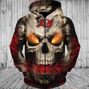 Nfl Tampa Bay Buccaneers Skull Pullover And Hoodies Custom 3d