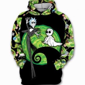 Nightmare before Christmas Rick and Morty Jack skellington 3D Hoodie
