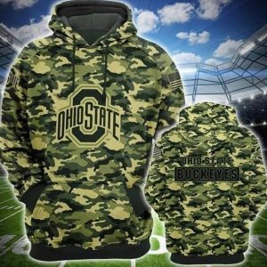 Ohio State Buckeyes Camouflage Pattern Printed Hoodie 3D