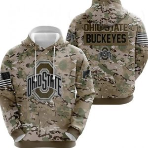 Ohio State Buckeyes Camouflage Veteran 3D Jersey Hoodie