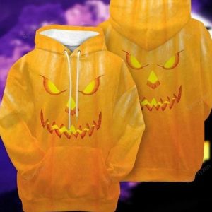 Orange Pumpkin Face Halloween Thanksgiving Hoodie 3d