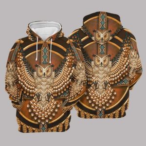 Owl High Quality Khaki 3D Printed Sublimation Hoodie