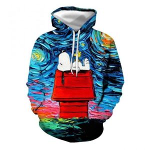 Parody Snoopy Vincent Van Gogh Art The Starry Night 3d Hoodie