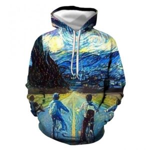 Parody Stranger Things Vincent Van Gogh Art The Starry Night 3d Hoodie