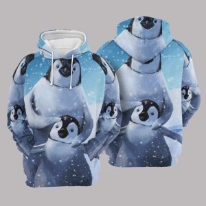 Penguin Snow Blue Cute 3D Printed Sublimation Hoodie