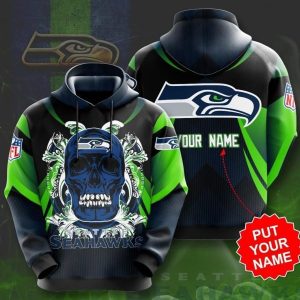 Personalized NFL Seattle Seahawks Skull 3D Hoodie
