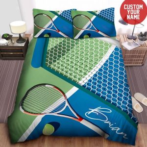 Personalized Tennis Court Digital Art Bed Sheets Spread Comforter Duvet Cover Bedding Sets