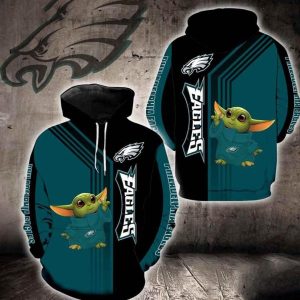 Philadelphia Eagles Baby Yoda 3D Hoodie