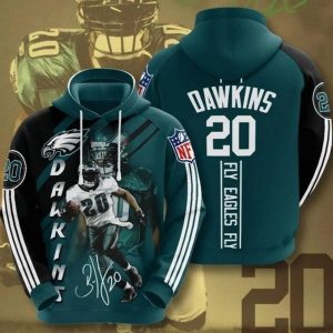 Philadelphia Eagles Nfl 20 Dawkins Signature Fly Eagles Fly Nfl Logo Gift For Fan 3D Hoodie