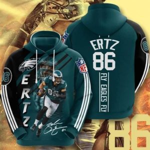 Philadelphia Eagles Nfl 86 Ertz Signature Fly Eagles Fly Nfl Logo Gift For Fan 3D Hoodie