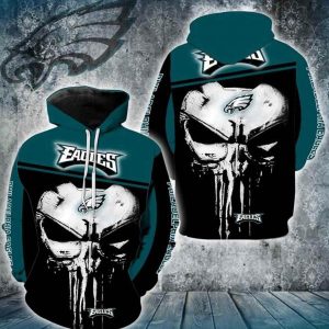 Philadelphia Eagles Punisher Skull 3D Hoodie