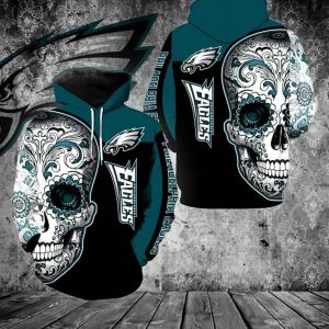 Philadelphia Eagles Skull 3D Hoodie