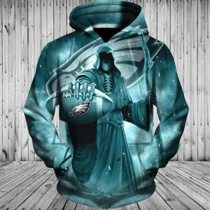 Philadelphia Eagles Zip Up Hoodies 3D Death Skull Hoodies