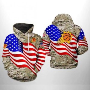 Phoenix Suns NBA US Flag Camo Veteran Team 3D Printed Hoodie