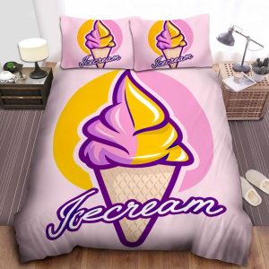 Pink-Yellow Ice Cream Bed Sheets Spread Comforter Duvet Cover Bedding Sets