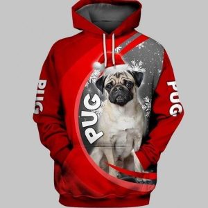 Pug Red Cute Design 3D Printed Sublimation Hoodie