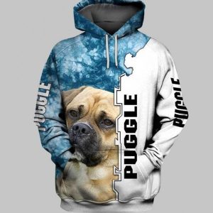 Puggle Blue And White Unique 3D Printed Sublimation Hoodie