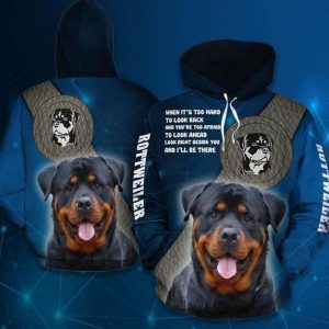 Rottweiler Blue High Quality Printed Sublimation Hoodie 3D