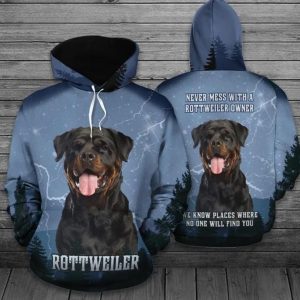Rottweiler Blue High Quality Printed Sublimation Hoodie
