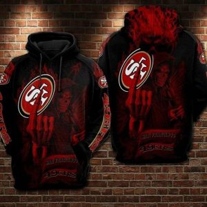San Francisco 49ers Nfl Football Skull Smoke Red 3d Hoodie