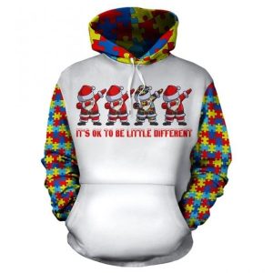 Santa Autism Unique Design 3D Printed Sublimation Hoodie