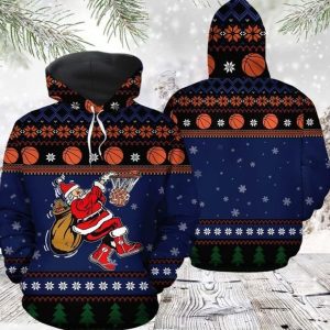 Santa Basketball Blue Nice 3D Printed Sublimation Hoodie