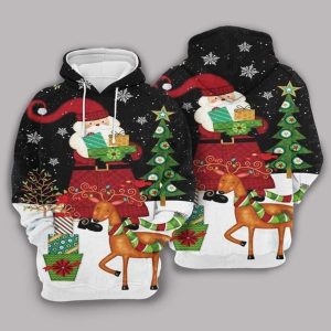 Santa Black Red Fashion 3D Printed Sublimation Hoodie