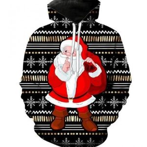 Santa Black Unique Design 3D Printed Sublimation Hoodie