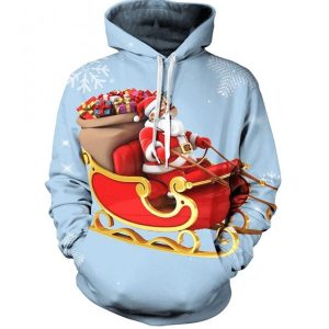 Santa Blue Perfect 3D Printed Sublimation Hoodie