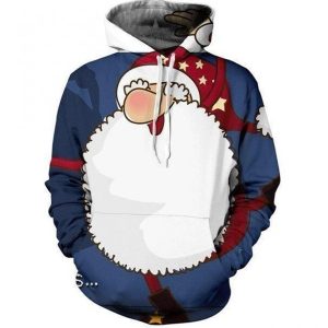 Santa Blue Unique 3D Printed Sublimation Hoodie