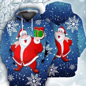 Santa Christmas Blue Christmas 3D Printed Sublimation Hoodie