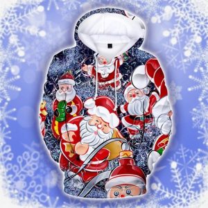 Santa Christmas Colorful Christmas 3D Hoodie
