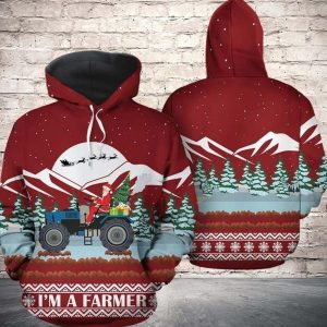 Santa Claus Im A Farmer Red Unique 3D Printed Sublimation Hoodie