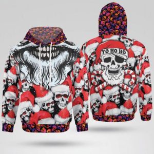 Santa Claus Skull Merry Christmas 3d Over Print Hoodie