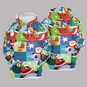 Santa Colorful Best Design 3D Printed Sublimation Hoodie